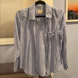 Blue and white stripped button down blouse